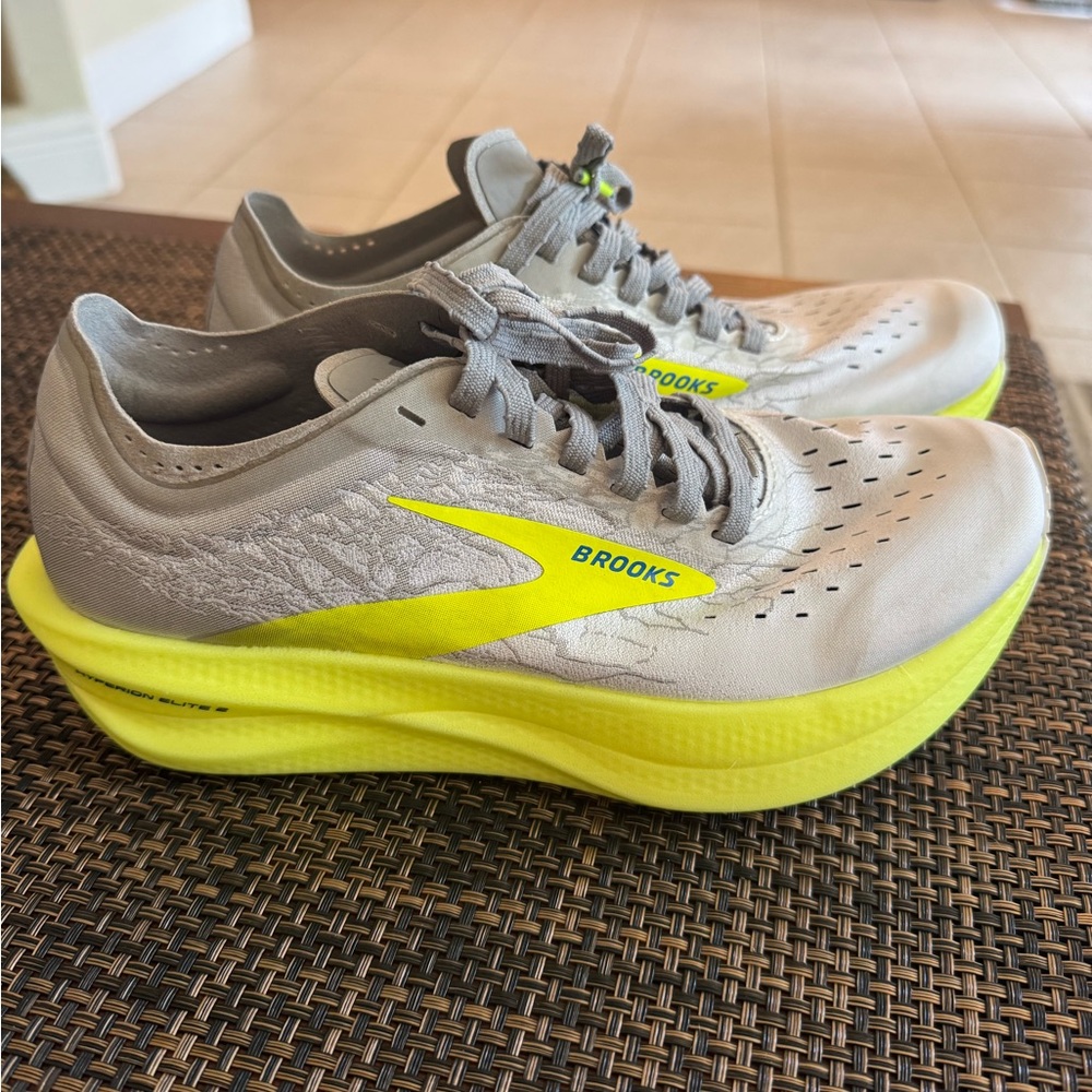 Brooks Athletic Shoes in Gray and Neon Yellow
